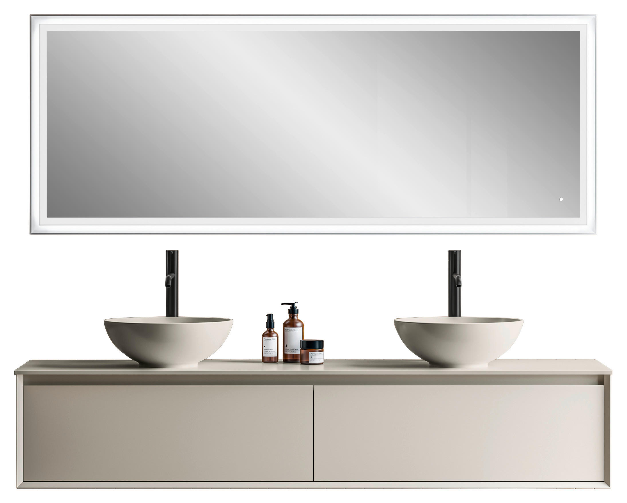 BADEZIMMER  in 180 cm  - Weiß/Cappuccino, Design, Holzwerkstoff/Stein (180cm) - Emilio Belluti