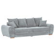 BIGSOFA in Cord Hellgrau  - Eichefarben/Hellgrau, KONVENTIONELL, Holz/Textil (270/72/109cm) - Carryhome