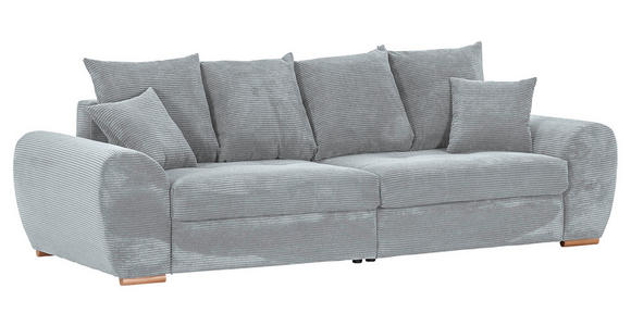 BIGSOFA Cord Hellgrau - Eichefarben/Hellgrau, KONVENTIONELL, Holz/Textil (270/72/109cm) - Carryhome