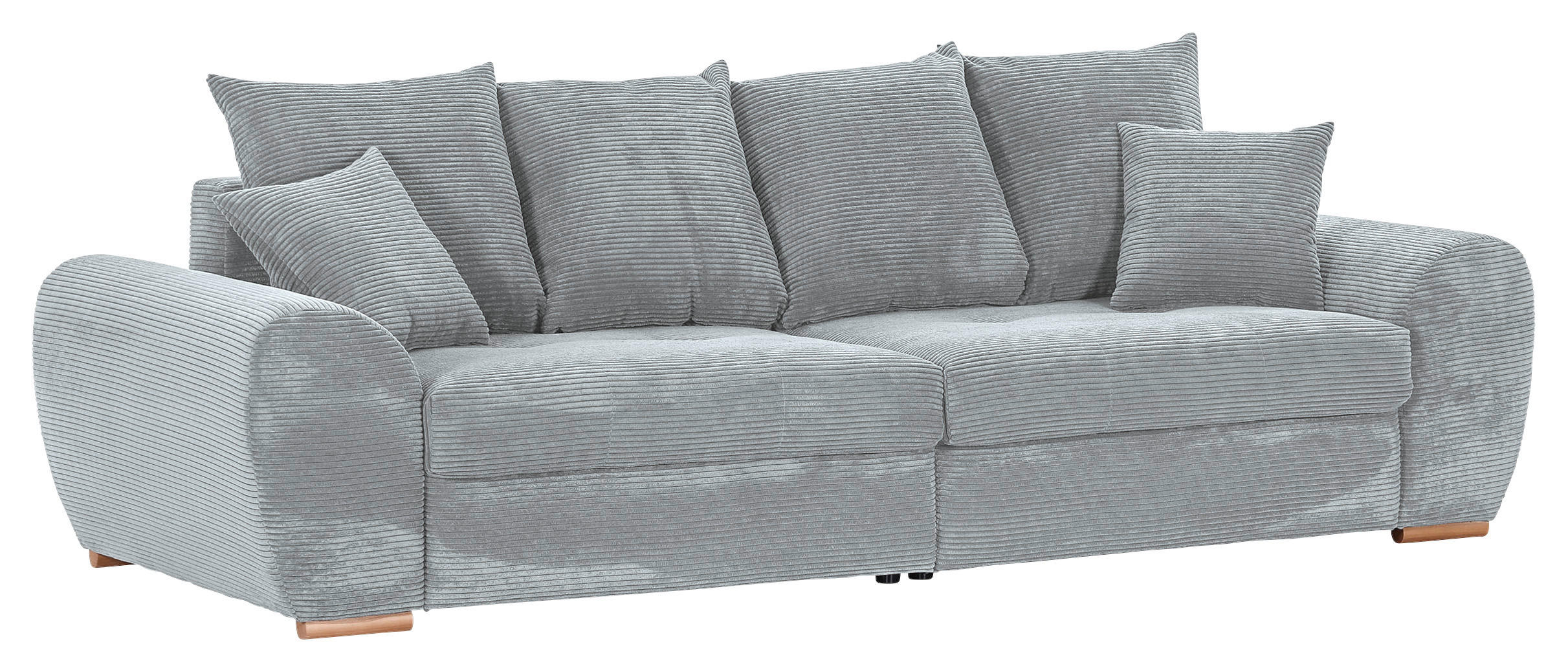 BIGSOFA Cord Hellgrau  - Eichefarben/Hellgrau, KONVENTIONELL, Holz/Textil (270/72/109cm) - Carryhome