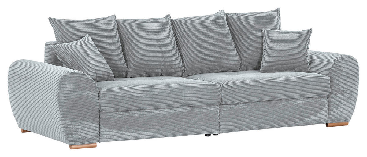 BIGSOFA in Cord Hellgrau  - Eichefarben/Hellgrau, Konventionell, Holz/Textil (270/72/109cm) - Carryhome