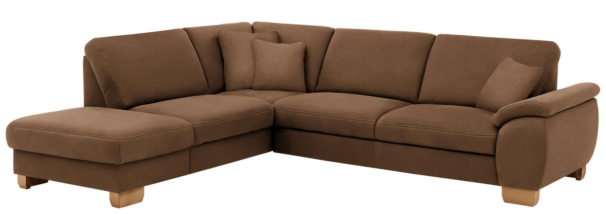 ECKSOFA in Mikrofaser Braun  - Wildeiche/Beige, Konventionell, Holz/Textil (236/286cm) - Voleo