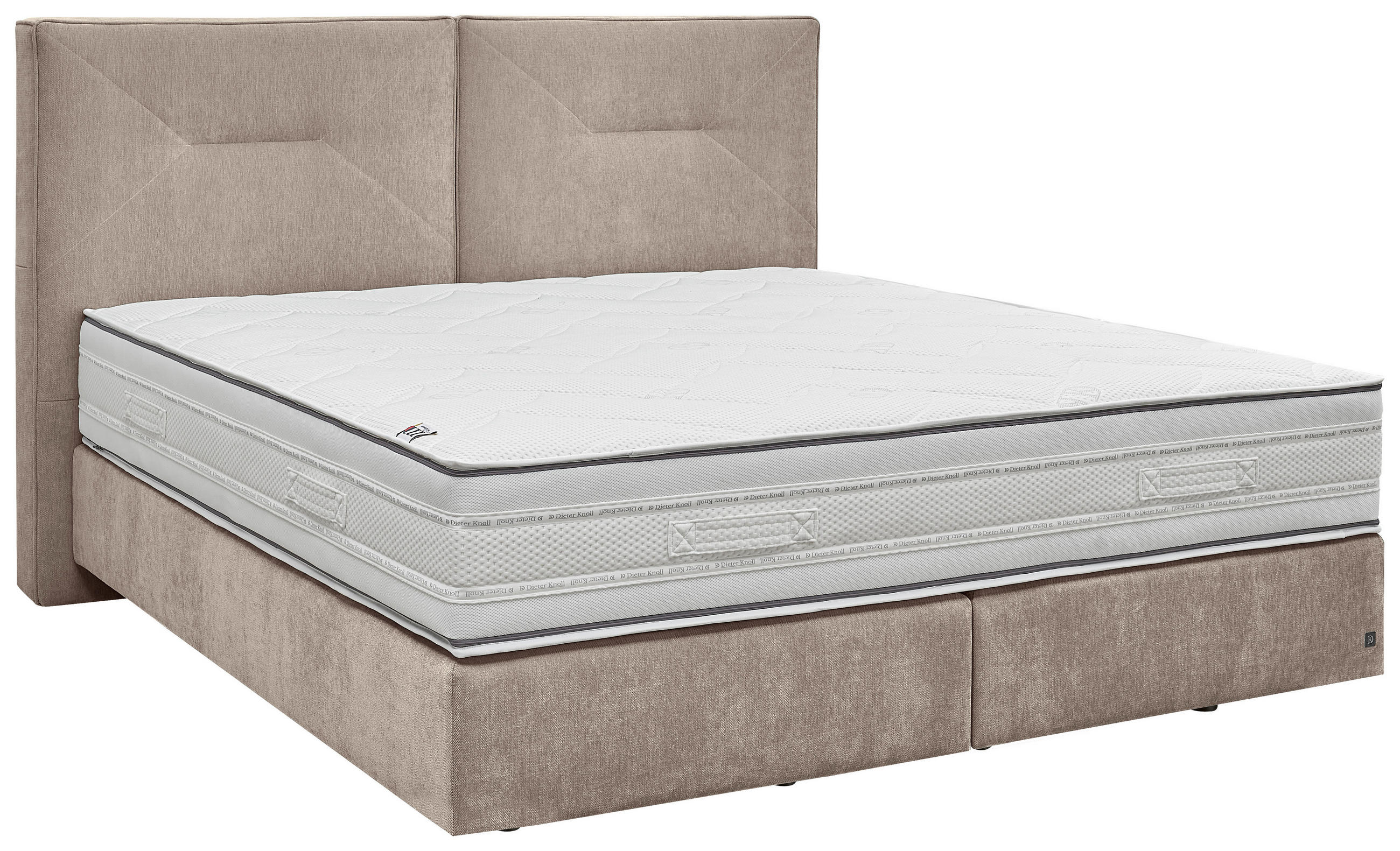 BOXSPRINGBETT 200/200 cm,  in Creme, Matratze, H4 + H4 = sehr fest  - Creme/Schwarz, Design, Kunststoff/Textil (200/200cm) - Dieter Knoll