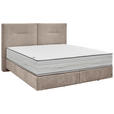 BOXSPRINGBETT 160/200 cm,  in Creme, Matratze, H2 + H2 = mittel  - Creme/Schwarz, Design, Kunststoff/Textil (160/200cm) - Dieter Knoll