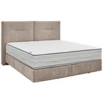 BOXSPRINGBETT 180/200 cm,  in Creme, Matratze, unterschiedliche Matratzenhärtegrade je Bettseite, H3 + H4 = fest + sehr fest  - Creme/Schwarz, Design, Kunststoff/Textil (180/200cm) - Dieter Knoll