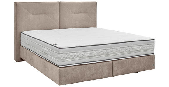 BOXSPRINGBETT 160/200 cm,  in Creme, Matratze, H2 + H2 = mittel  - Creme/Schwarz, Design, Kunststoff/Textil (160/200cm) - Dieter Knoll