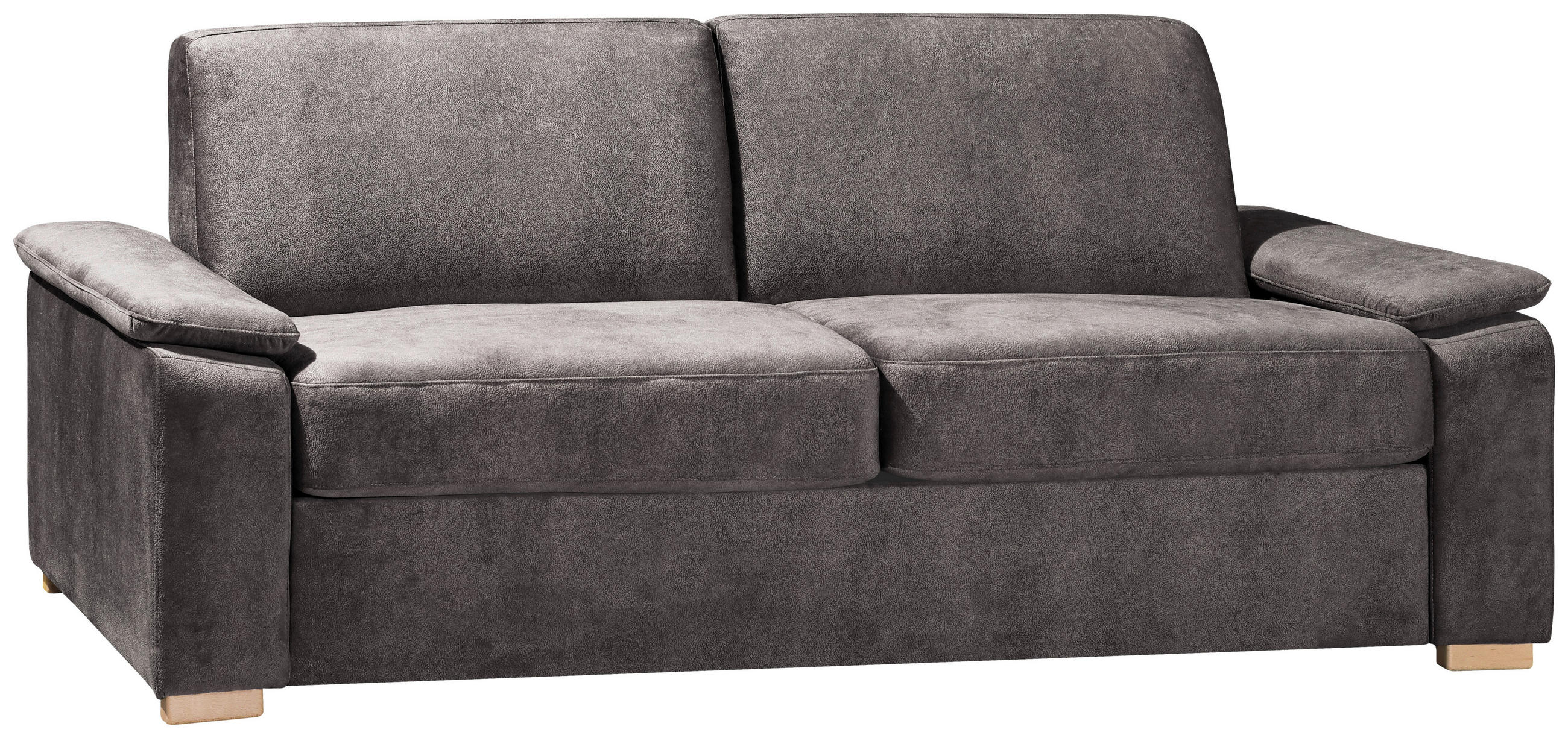 SCHLAFSOFA  in Chenille Graubraun  - Eichefarben/Graubraun, KONVENTIONELL, Holz/Textil (230/86/97cm) - Novel
