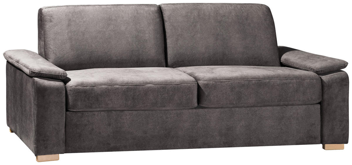 SCHLAFSOFA  in Chenille Graubraun  - Eichefarben/Graubraun, KONVENTIONELL, Holz/Textil (230/86/97cm) - Novel