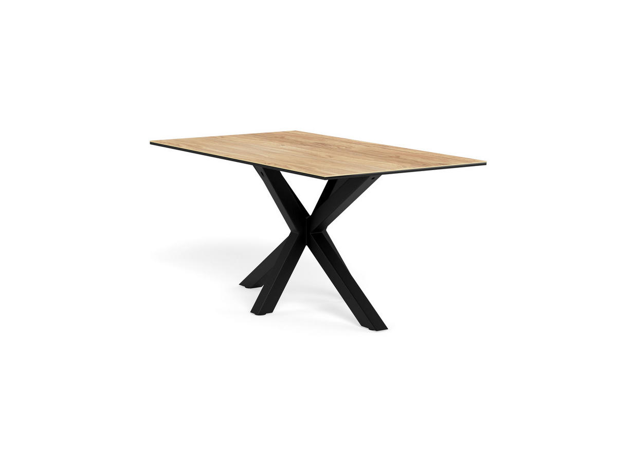 ESSTISCH in Metall, Glas, Keramik 160/90/75,5 cm  - Eichefarben/Schwarz, MODERN, Glas/Keramik (160/90/75,5cm) - MID.YOU