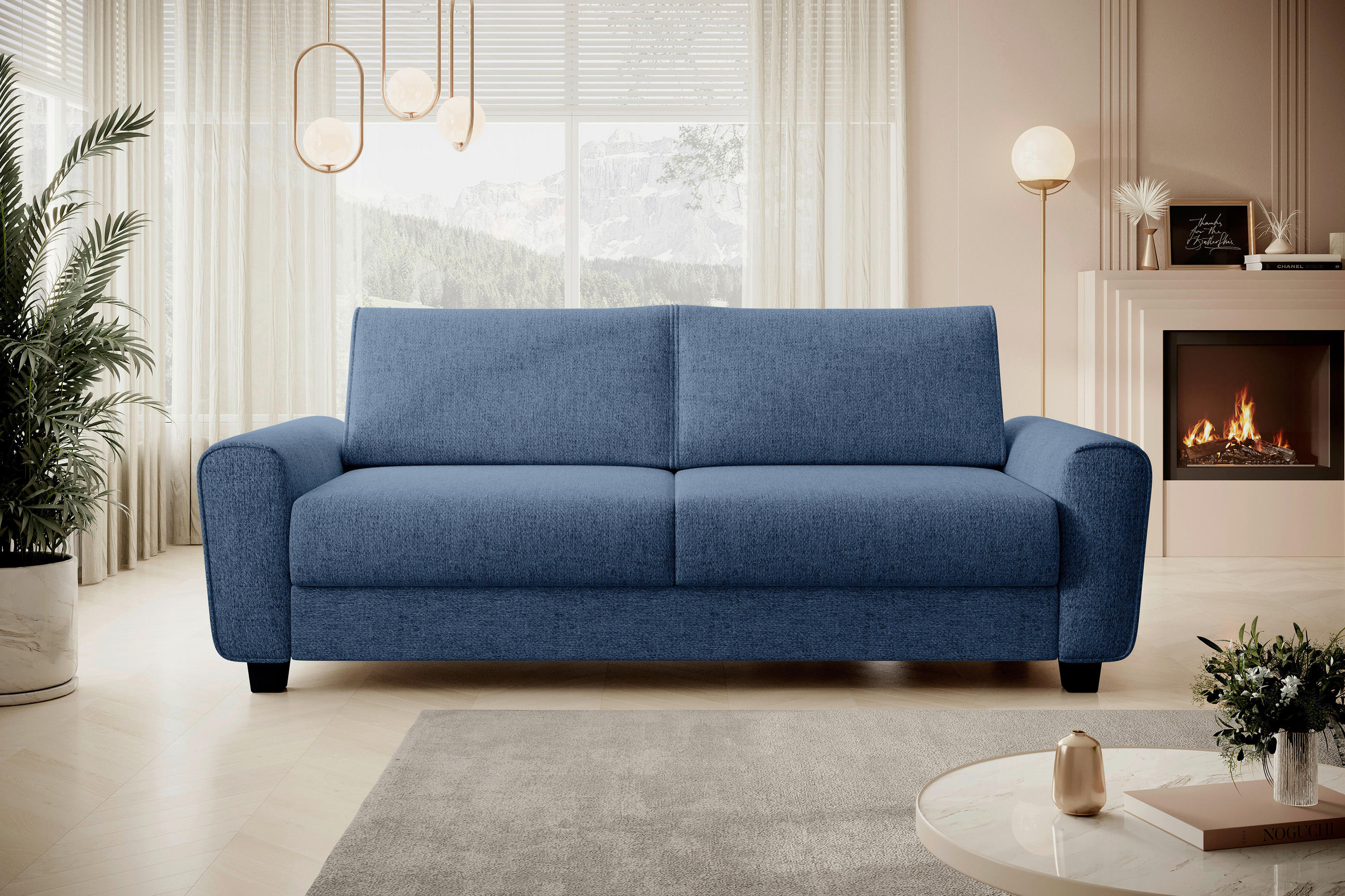 SCHLAFSOFA Webstoff Dunkelblau  - Schwarz/Dunkelblau, Design, Kunststoff/Textil (203/69-82/99cm) - Welnova