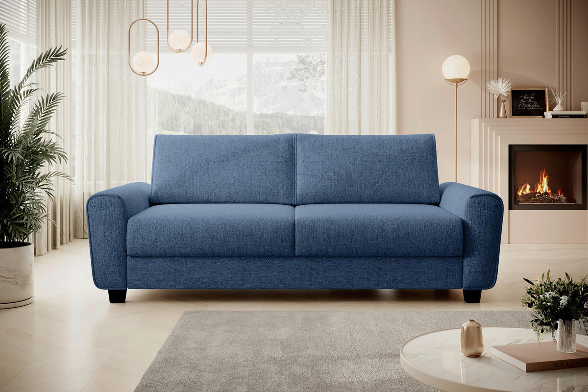 SCHLAFSOFA Webstoff Dunkelblau  - Schwarz/Dunkelblau, Design, Kunststoff/Textil (203/69-82/99cm) - Welnova