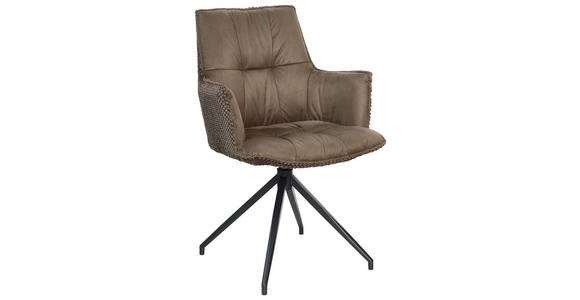 ARMLEHNSTUHL in Eisen Mikrofaser, Teddystoff - Schwarz/Braun, Design, Textil/Metall (59/90/62,5cm) - Novel