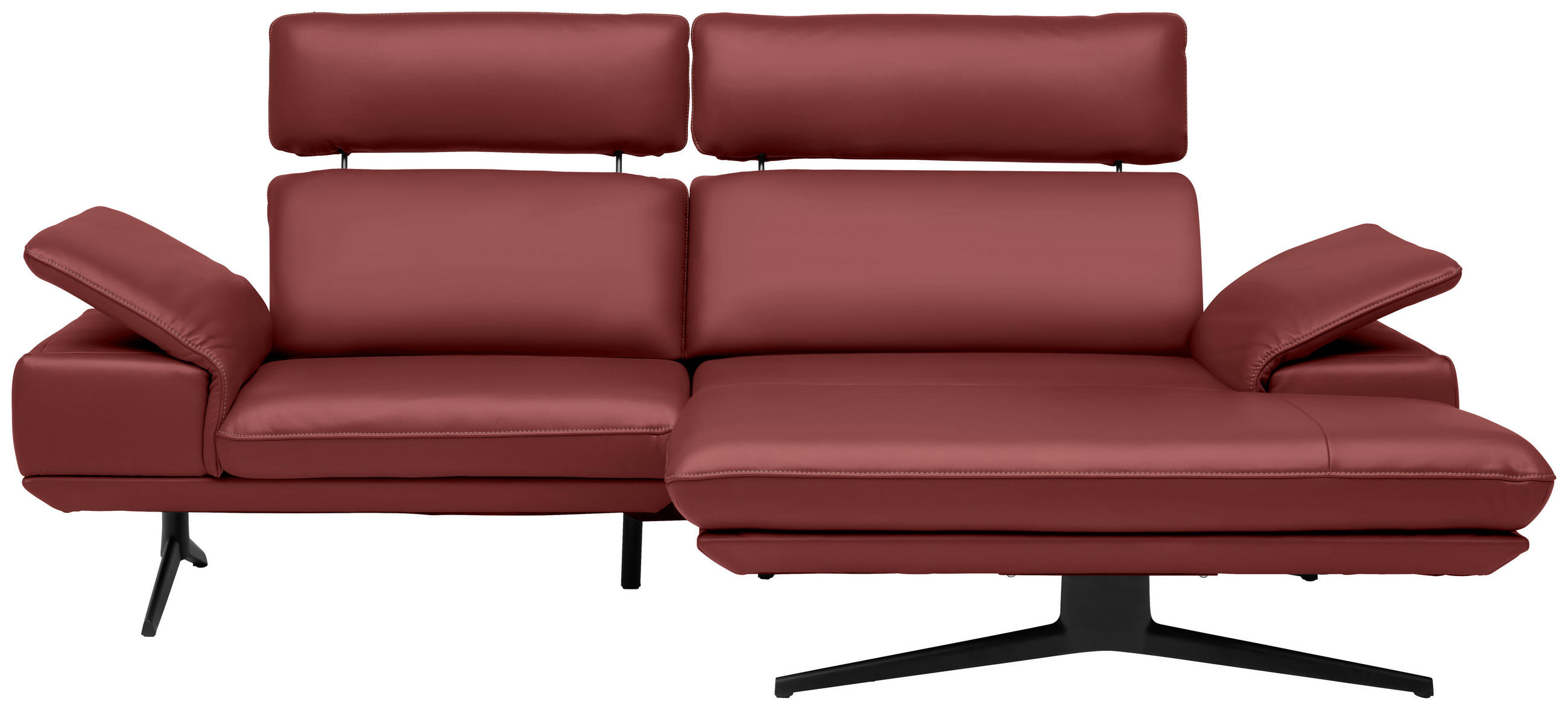 ECKSOFA in Echtleder Weinrot  239/150 cm  - Beige/Weinrot, Design, Leder/Metall (239/150cm) - Koinor