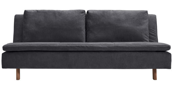 SCHLAFSOFA Flachgewebe Graublau - Graublau/Eichefarben, KONVENTIONELL, Holz/Textil (205/85/98cm) - Carryhome