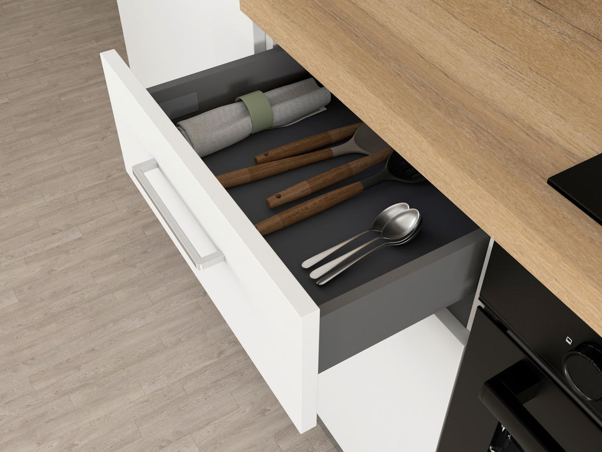 KUHINJSKI BLOK - barve hrasta/bela, kovina/umetna masa (255cm) - Italstyle