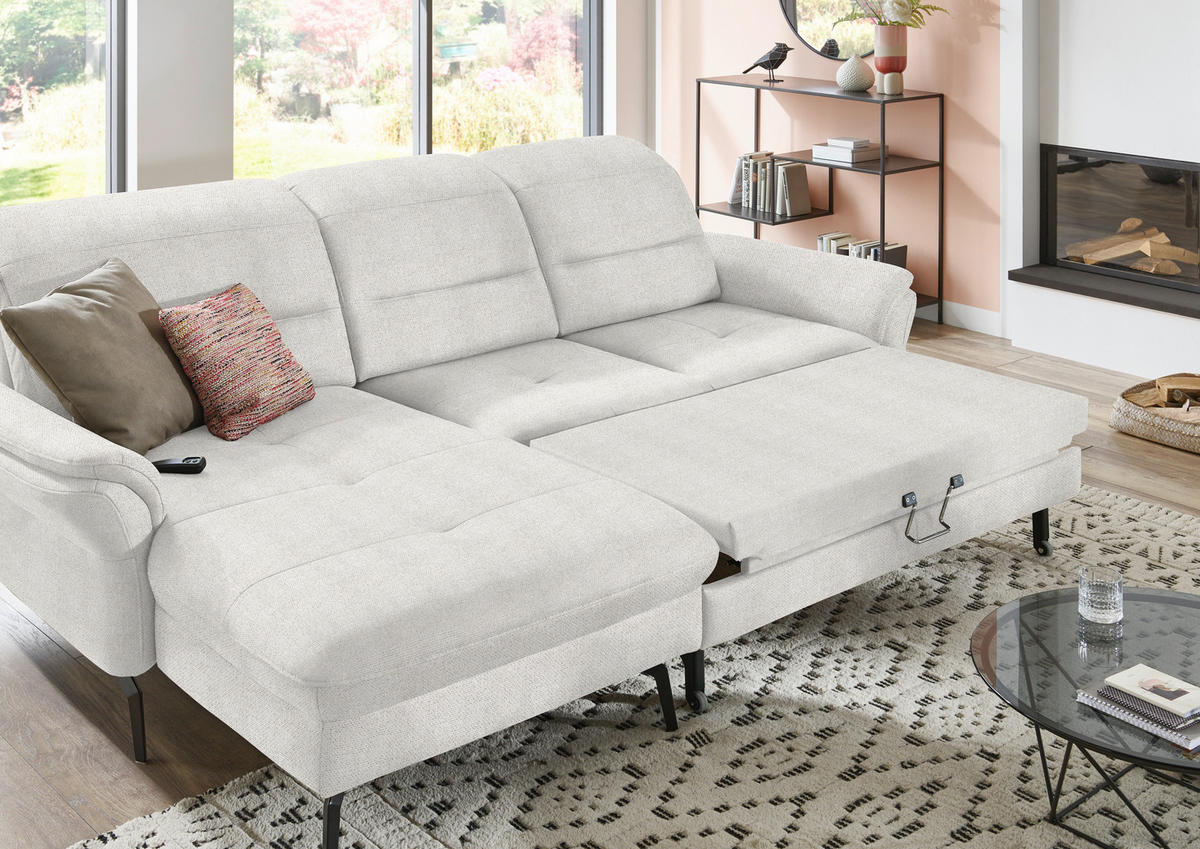 ECKSOFA in Flachgewebe Weiss  - Weiss/Schwarz, Konventionell, Textil/Metall (181/260cm) - Beldomo Speed