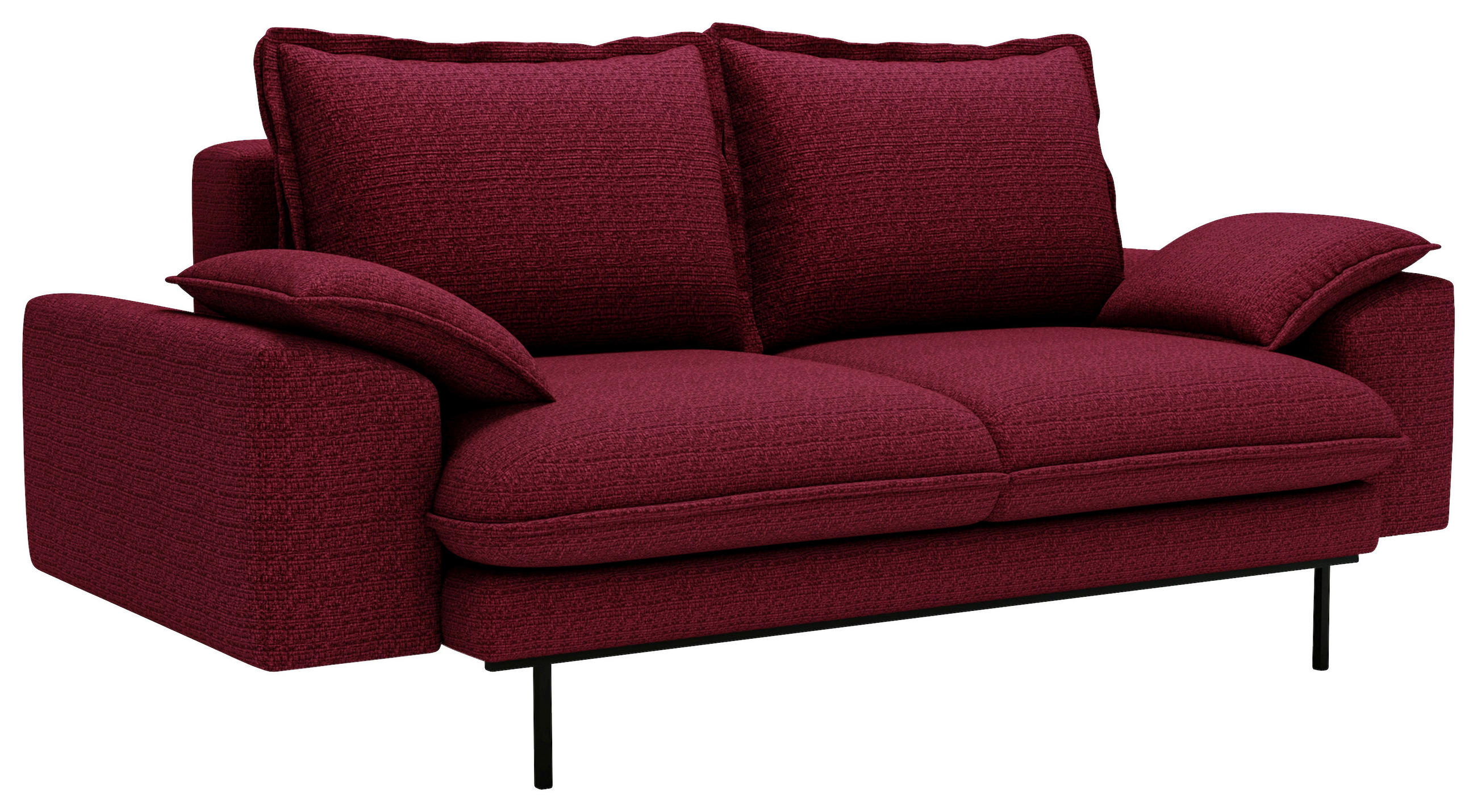 2-SITZER-SOFA Struktur Bordeaux  - Bordeaux/Schwarz, Design, Textil/Metall (195/92/97cm) - Livetastic