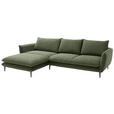 ECKSOFA  in Webstoff Grün  196/304 cm  - Schwarz/Grün, KONVENTIONELL, Textil/Metall (196/304cm) - Hom`in