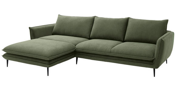 ECKSOFA  in Webstoff Grün  196/304 cm  - Schwarz/Grün, KONVENTIONELL, Textil/Metall (196/304cm) - Hom`in