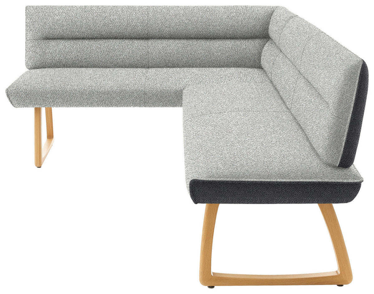 ECKBANK in Textil Hellgrau, Dunkelgrau  - Eichefarben/Dunkelgrau, Design, Holz/Textil (162/237cm) - Koinor