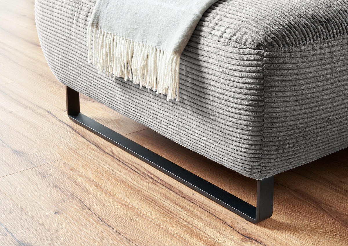 ECKSOFA in Cord Dunkelgrau  - Dunkelgrau/Schwarz, Konventionell, Textil/Metall (180/266cm) - Hom`in