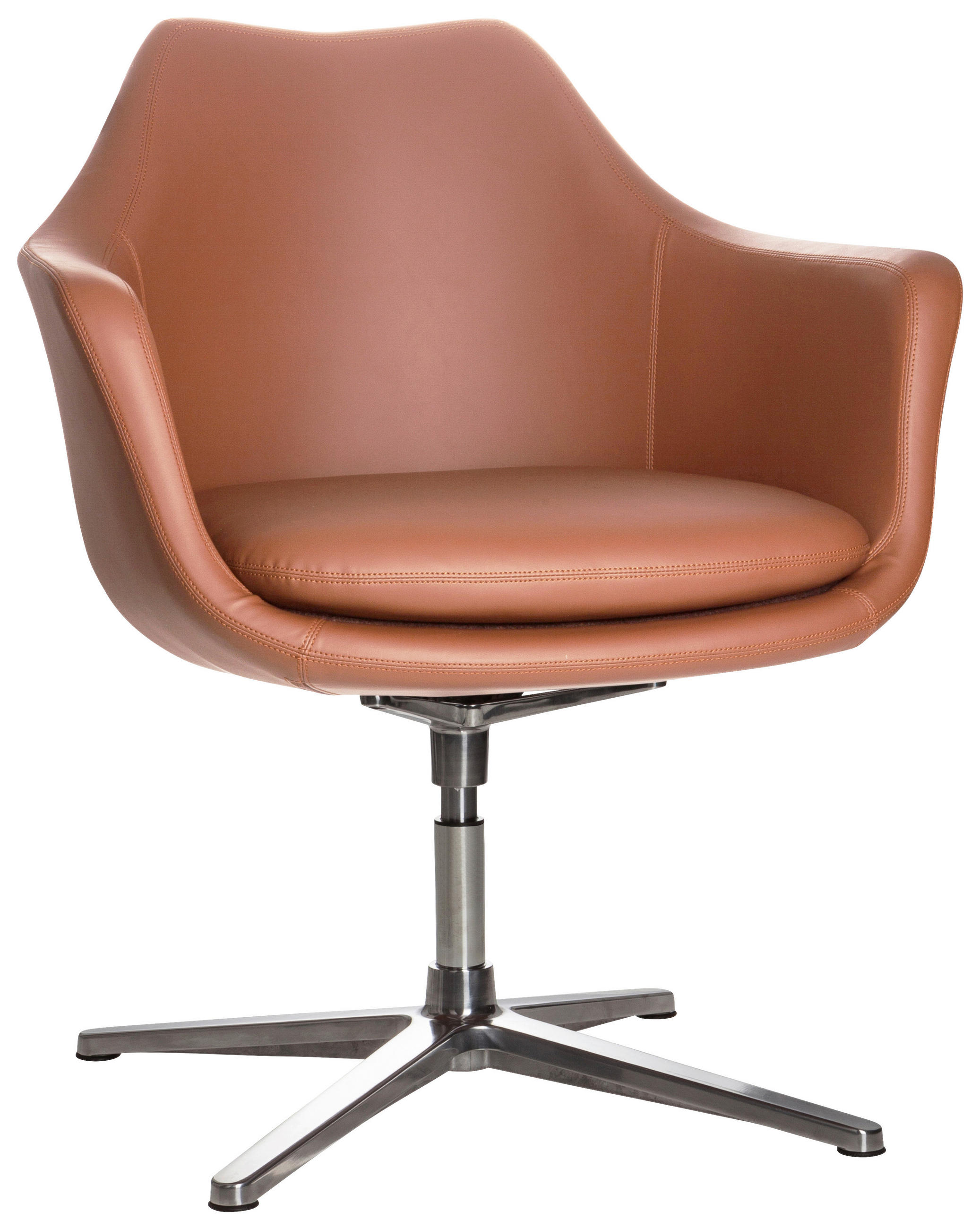 DREHSTUHL Lederlook Braun  - Silberfarben/Braun, Basics, Textil/Metall (67/85/63cm) - MID.YOU