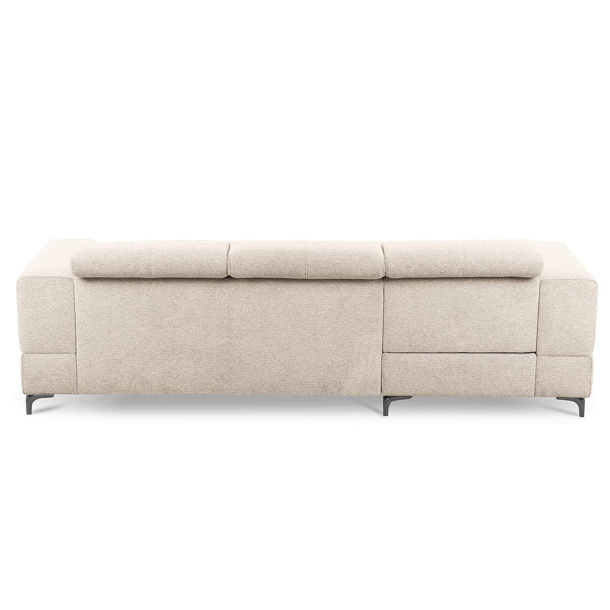 ECKSOFA TORINO Beige Chenille Bettkasten, Kopfteilverstellung  - Beige/Schwarzchrom, Design, Textil/Metall (173/247cm) - Livetastic