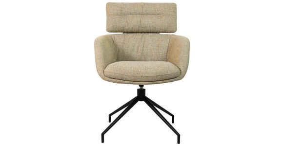 ARMLEHNSTUHL  Sitzfläche 360° drehbar Webstoff  - Graubraun/Schwarz, Design, Textil/Metall (62/92/66cm) - Dieter Knoll
