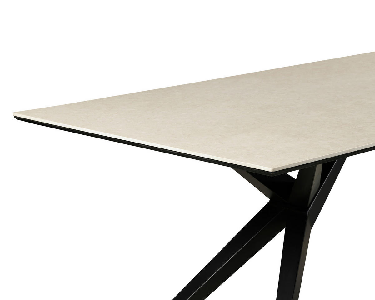 ESSTISCH 220/100/76 cm  Metall, Keramik rechteckig Schwarz, Weiß  - Schwarz/Weiß, Design, Keramik/Metall (220/100/76cm) - Novel