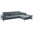 ECKSOFA in Echtleder Blaugrau  308/195 cm  - Blaugrau/Schwarz, Design, Leder/Metall (308/195cm) - Dieter Knoll
