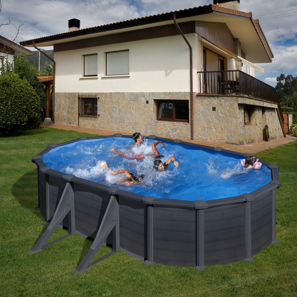 POOL SET GRE KITPROV508GF 2021 527/500/132 cm  - Graphitfarben, KONVENTIONELL (527/500/132cm) - Gre