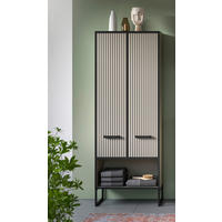 HOCHSCHRANK 59/159/32 cm  - Kaschmir/Schwarz, MODERN, Holzwerkstoff/Metall (59/159/32cm) - MID.YOU