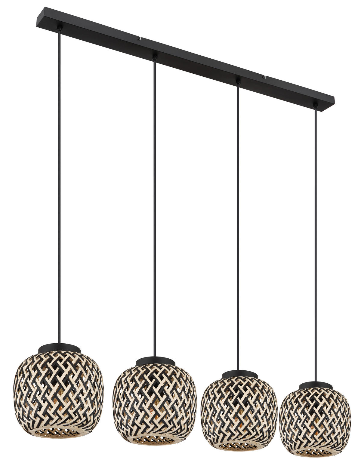 HÄNGELEUCHTE 100/20/120 cm    - Schwarz/Naturfarben, Natur, Naturmaterialien/Kunststoff (100/20/120cm) - Globo