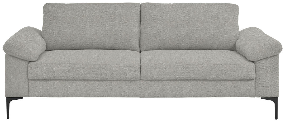 3-SITZER-SOFA in Flachgewebe Hellgrau  - Hellgrau/Schwarz, Design, Textil/Metall (226/89/97cm) - Pure Home Lifestyle