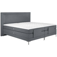 BOXSPRINGBETT 180/200 cm  in Dunkelgrau  - Dunkelgrau/Alufarben, Design, Textil/Metall (180/200cm) - Welnova