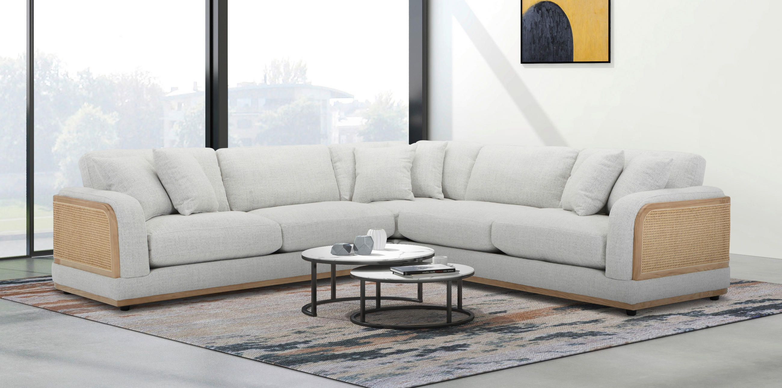 COLțAR lemn, textil gri deschis  - gri deschis/negru, Lifestyle, plastic/lemn (294/294cm) - Livetastic