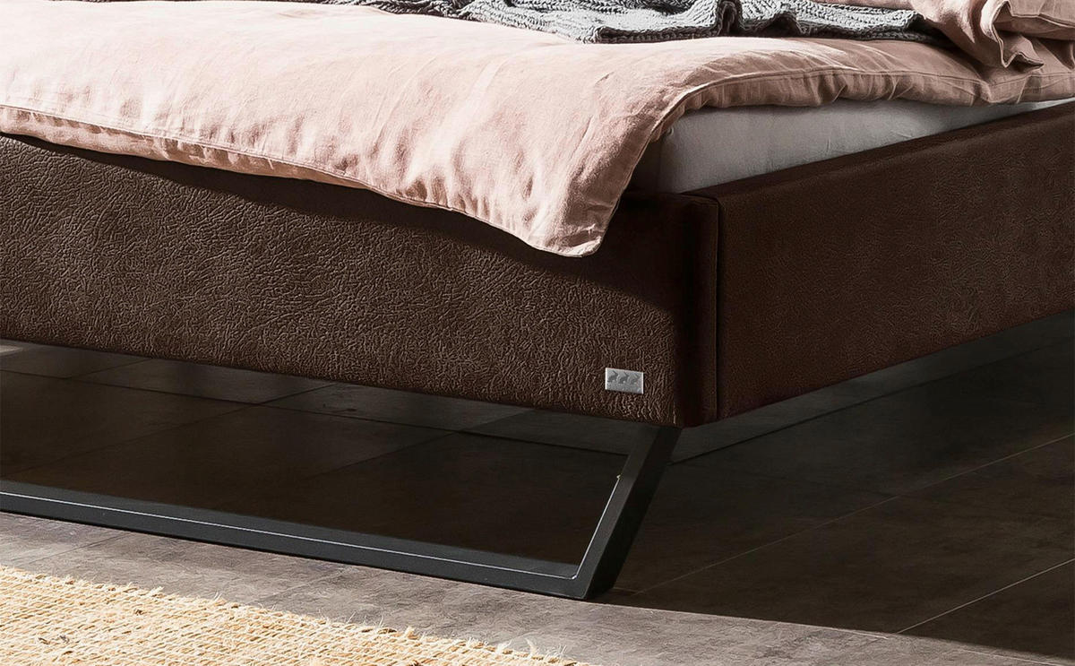 POLSTERBETT gepolstertes Kopfteil Braun 140/200 cm  - Anthrazit/Braun, KONVENTIONELL, Textil/Metall (140/200cm) - Hasena
