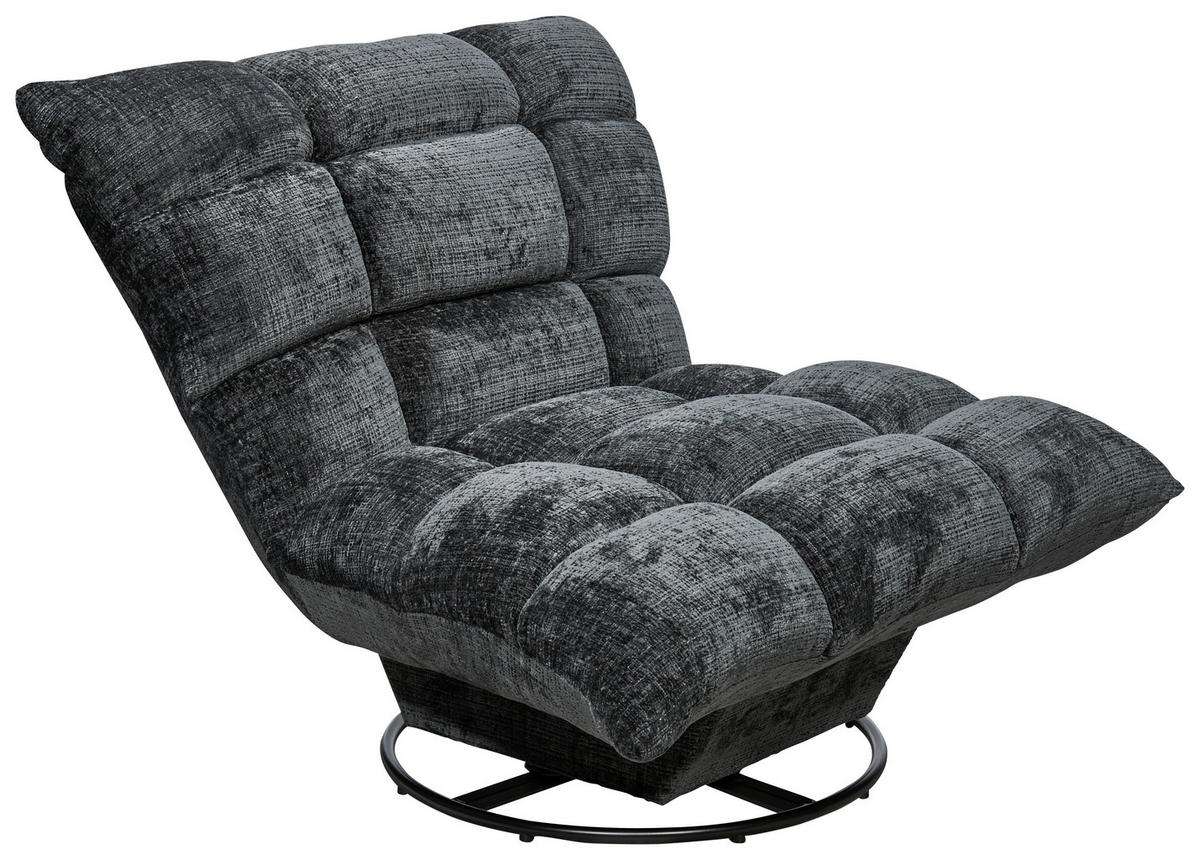 SESSEL in Chenille Schwarz  - Schwarz, MODERN, Textil/Metall (100/83/94cm) - Livetastic