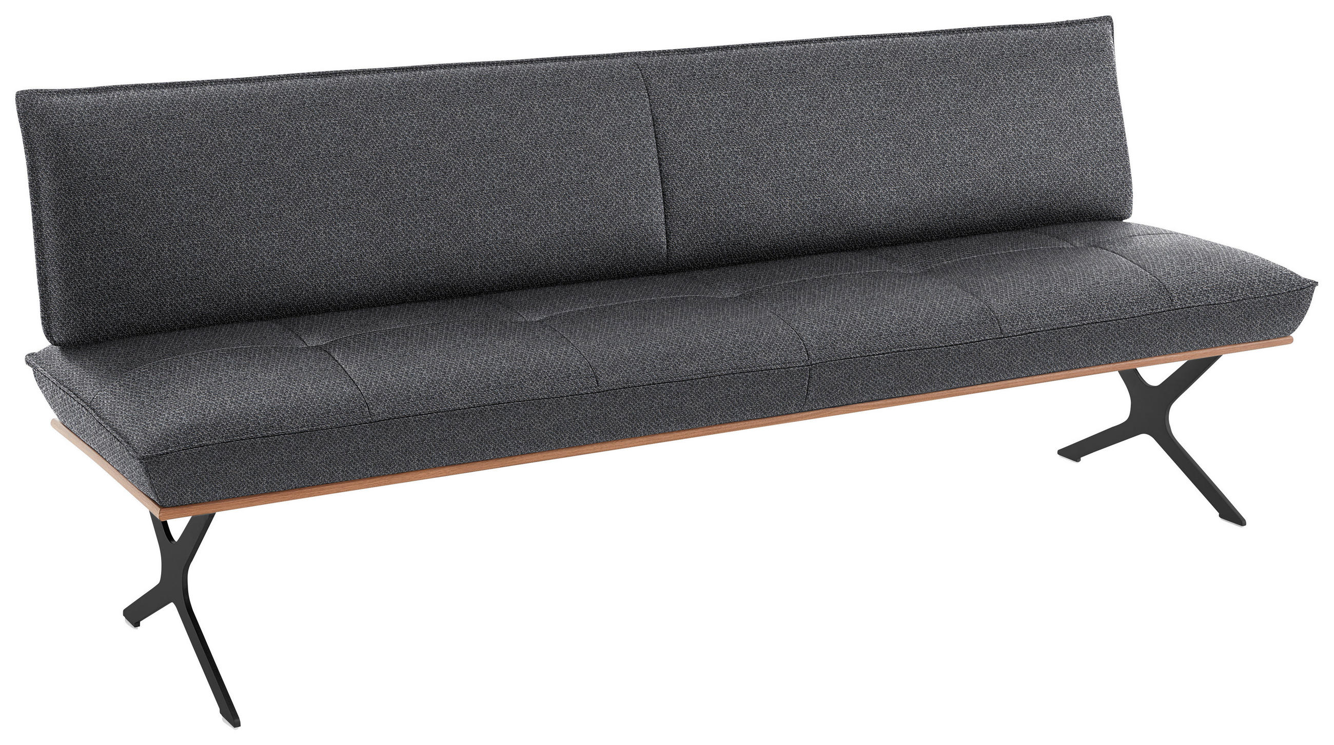 SITZBANK in Holz, Textil Grau, Schwarz, Nussbaumfarben  - Nussbaumfarben/Schwarz, Design, Holz/Textil (214/88/66cm) - Koinor