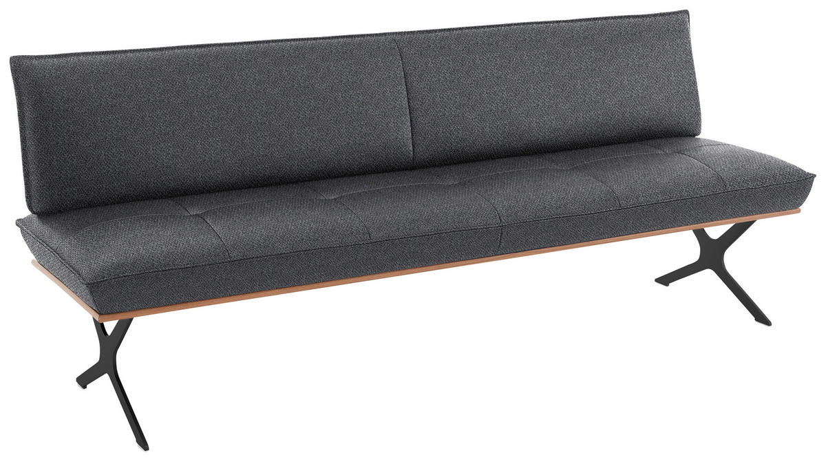 SITZBANK 194/88/66 cm  in Grau, Schwarz, Nussbaumfarben  - Nussbaumfarben/Schwarz, Design, Holz/Textil (194/88/66cm) - Koinor