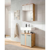 BADEZIMMER 3-teilig  in 60 cm  - Salbeigrün/Schwarz, Trend, Glas/Holzwerkstoff (60cm) - MID.YOU