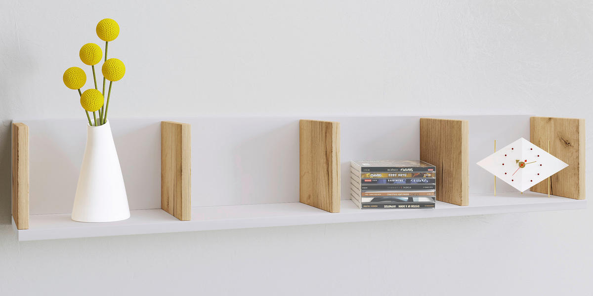WANDREGAL 97/17/17 cm  - Honigeiche/Weiss, Design, Holzwerkstoff (97/17/17cm) - MID.YOU