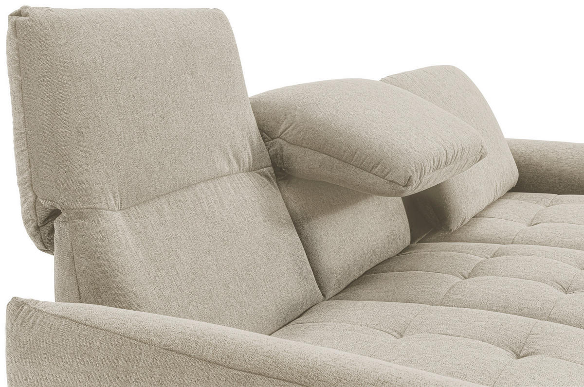 ECKSOFA Naturfarben, Sandfarben Flachgewebe  - Sandfarben/Eichefarben, Design, Holz/Textil (245/171cm) - Stylife