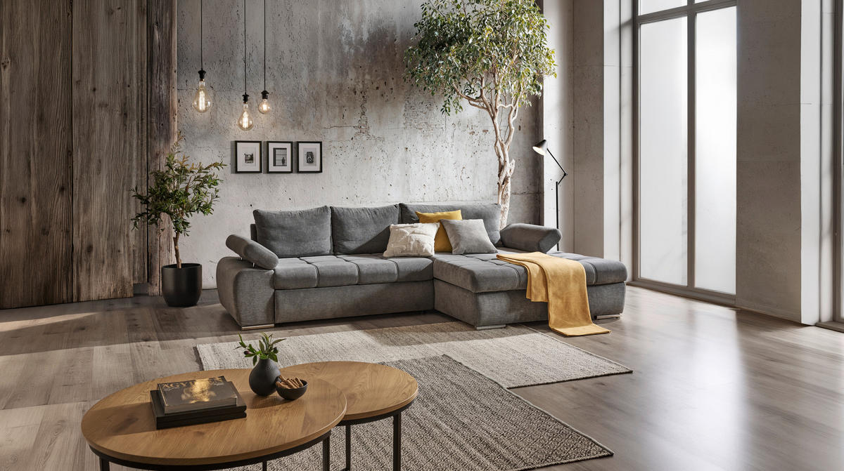 KUTNA GARNITURA tekstil  siva   - bijela/siva, Design, tekstil/plastika (294/173cm) - Carryhome