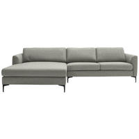 ECKSOFA in Flachgewebe Taupe  195/310 cm  - Taupe/Schwarz, Design, Textil/Metall (195/310cm) - Schöner Wohnen