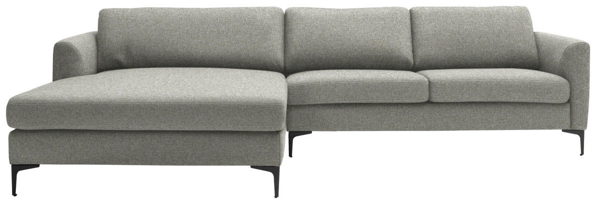 ECKSOFA in Flachgewebe Taupe  195/310 cm  - Taupe/Schwarz, Design, Textil/Metall (195/310cm) - Schöner Wohnen