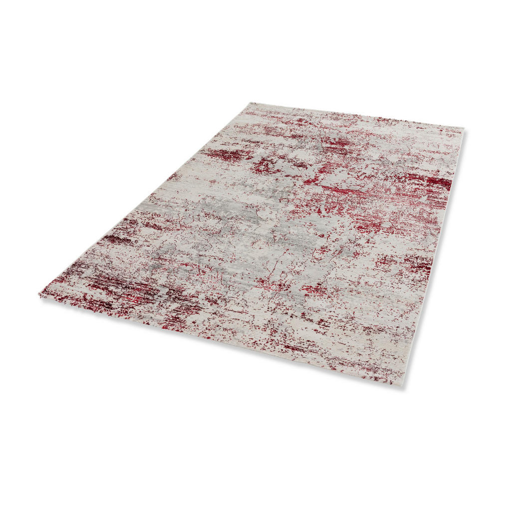 Thumbnail - Novel Webteppich Antea, Creme, Rot, Textil, rechteckig, 133x190 cm, für Fußbodenheizung geeignet, antistatisch, pflegele...