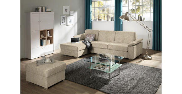 ECKSOFA in Flachgewebe Hellbraun - Chromfarben/Hellbraun, KONVENTIONELL, Textil/Metall (176/285cm) - Novel