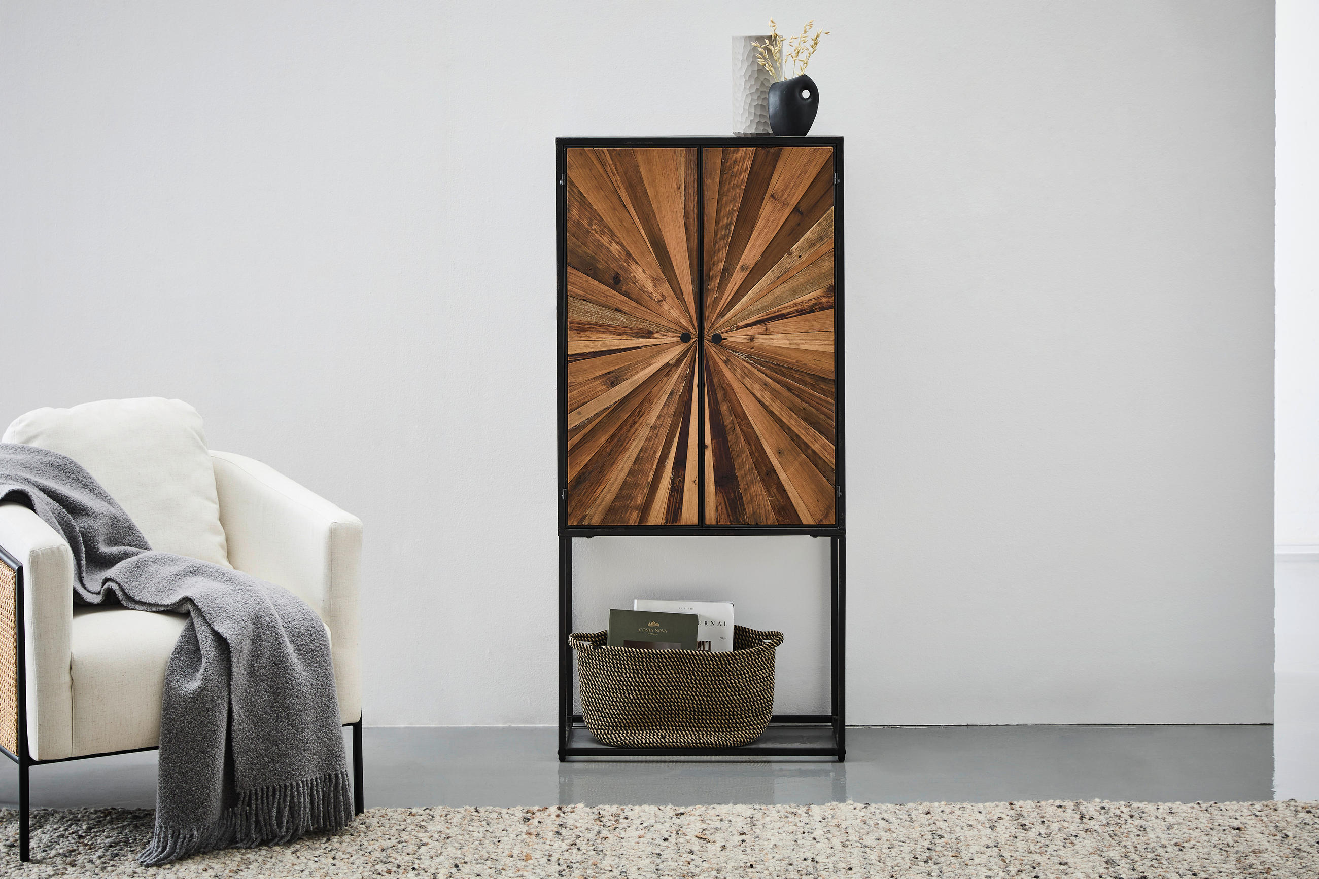 HIGHBOARD  in 65/141/37 cm  - Schwarz/Naturfarben, LIFESTYLE, Holz/Metall (65/141/37cm) - Landscape