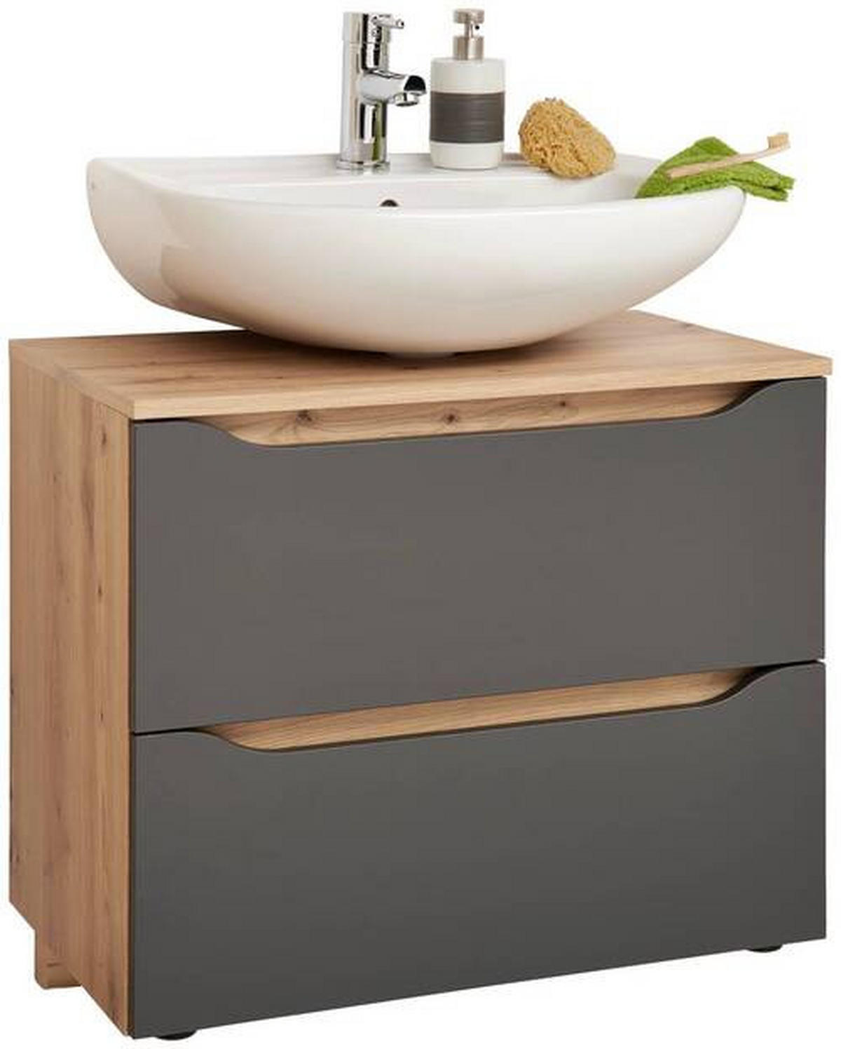 WASCHBECKENUNTERSCHRANK 70/60/40 cm  - Eichefarben/Anthrazit, MODERN, Holzwerkstoff/Kunststoff (70/60/40cm) - MID.YOU